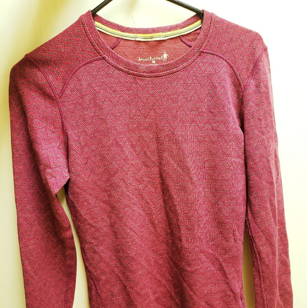 Pink merino wool long-sleeve top